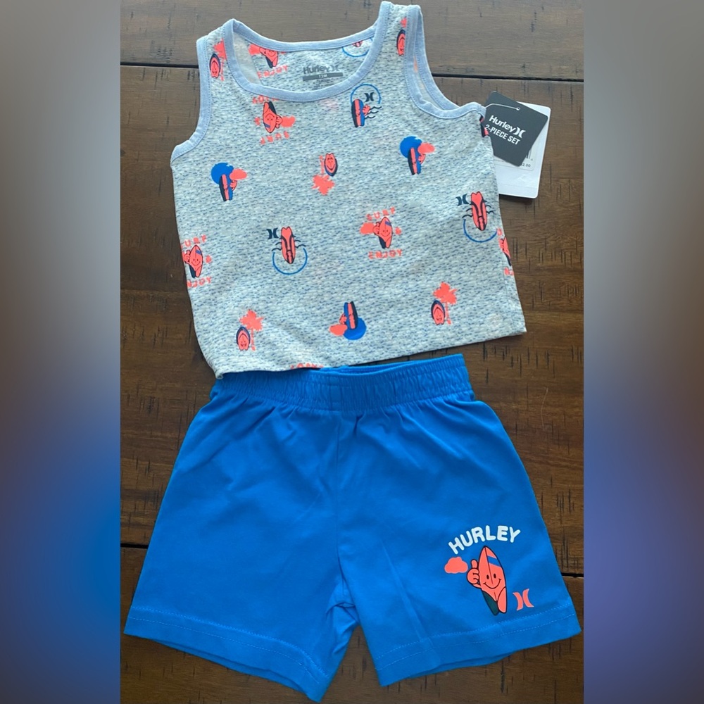 •NWT•Hurley Baby Boys' Surf Buddy Tank Top and Shorts 2-Piece Set🏄‍♂️